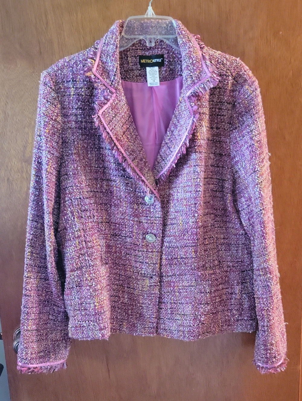 metrostyle Pink Tweed Blazer Jacket